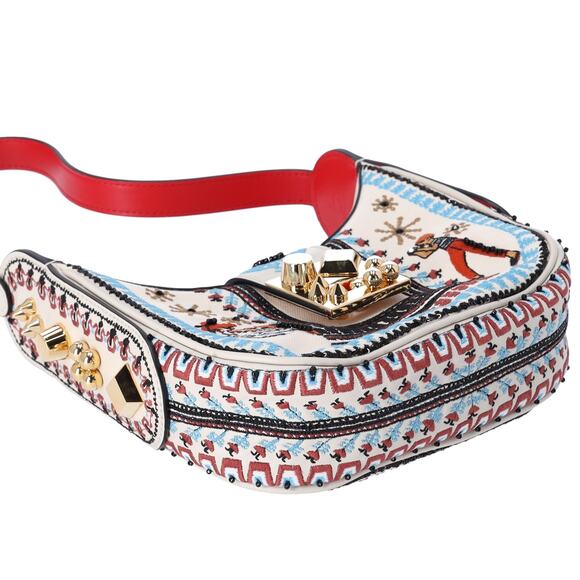 Christian Louboutin Carasky Mini Shoulder Bag 3225075 Cream Red Multi Leather - Picture 7 of 8